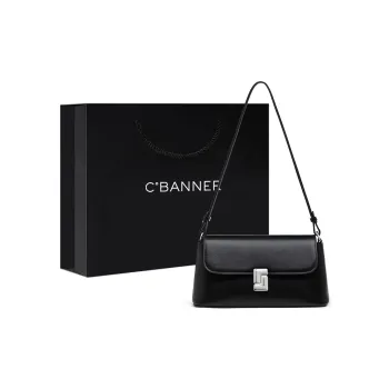 C°BANNER Split Cow Leather With Synthetic Leather Shoulder Bag Women's Black/Foam Gray/Salt Khaki