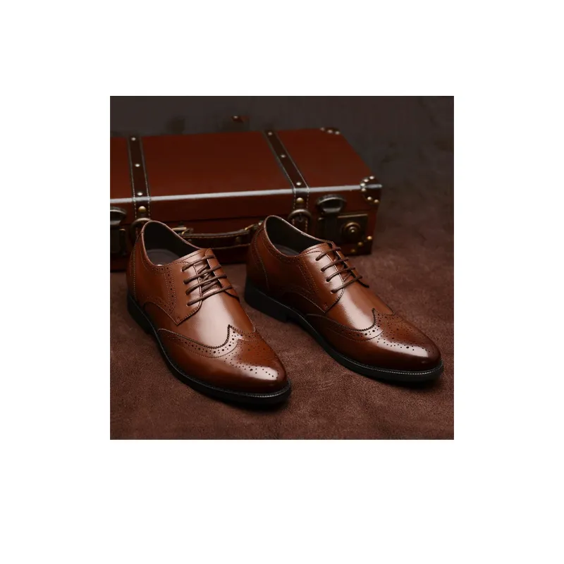 SULEGAO Dress Shoes Men Low Top Brown/Black-1