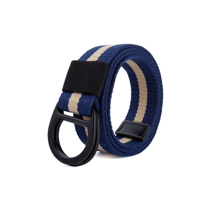 Mulinsen Color Blocking Double Ring Buckle Teenagers Korean Style Jeans Decoration Belt Canvas Belt Unisex 3.8cm-0