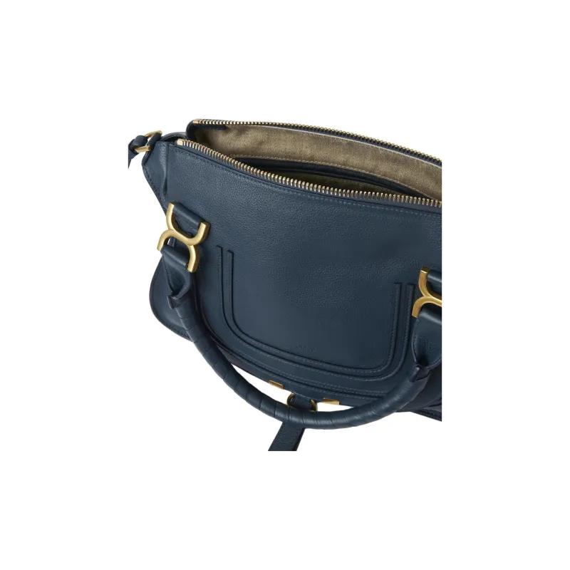Chloe Marcie Grained Calfskin Shoulder Bag Crossbody Bag Handbag Women's Blue Tapestries-4