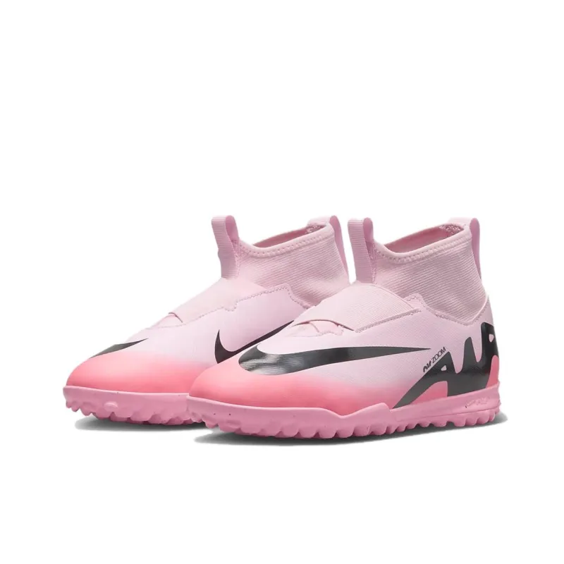 Nike Jr. Mercurial Superfly 9 Club Wear Resistant Mid Top Kids' Soccer Shoes Pink Black Teenagers-3
