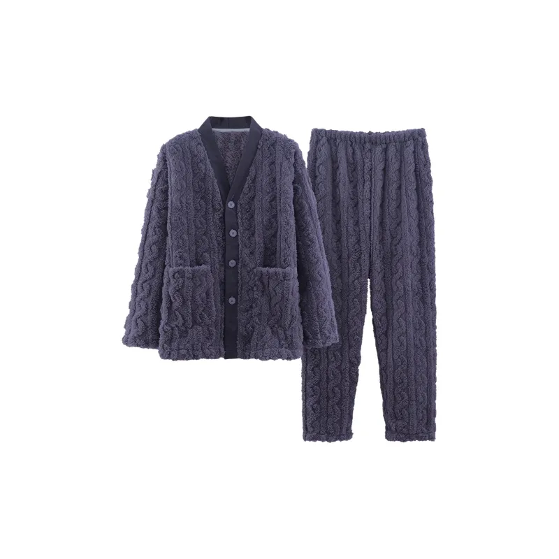 The Story Of The Flower Season Pajama Set Men's Navy Blue-0