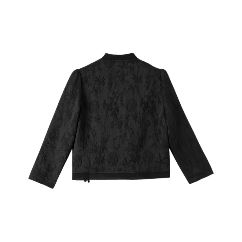Late White Jackets Coats Women's Black-1