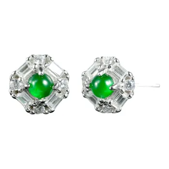 PEARL QUEEN Glutinous Jade Jadeite Stud Earrings Women's