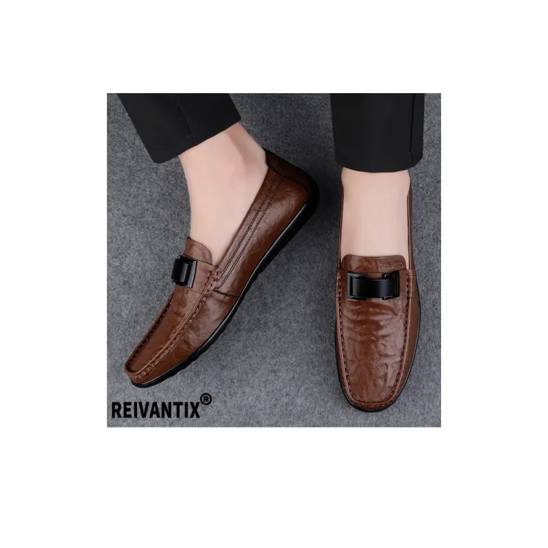 Reivantix Gommino Loafers Unisex Brown-2