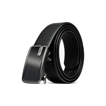 Anthony Miles Textured Top Grain Cow Leather Leather Belts Men's Black Width  3.5cm
