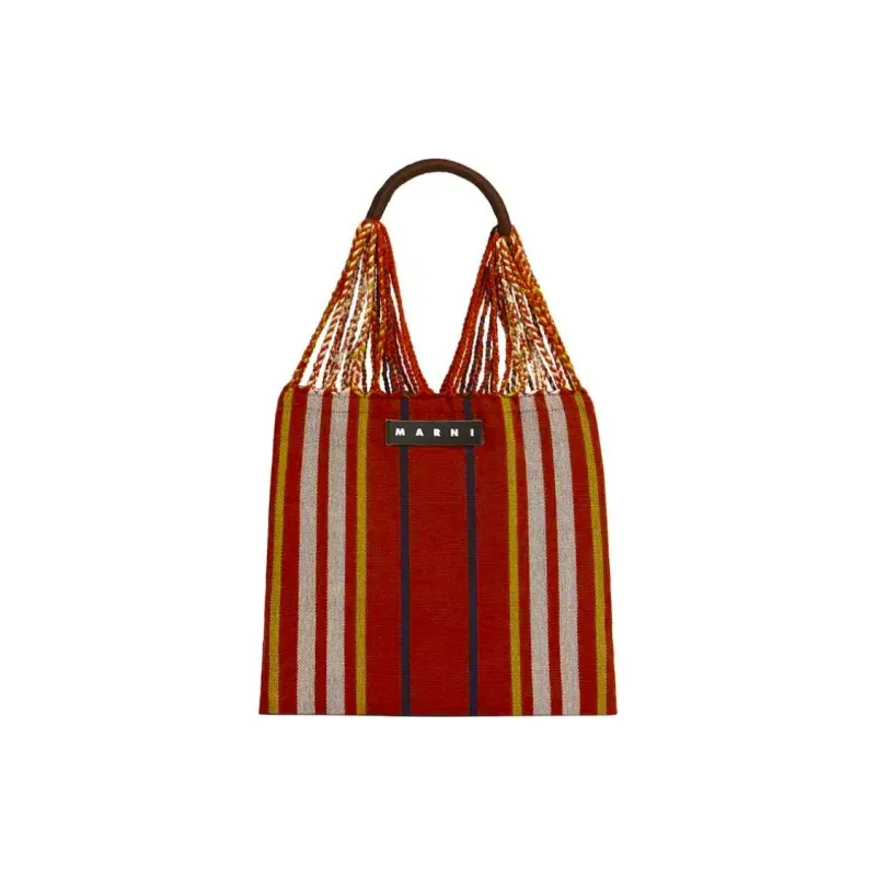 MARNI Fabric Hammock Bag Handbag Small Size Women's Red & Yellow & Beige & Yellow-1