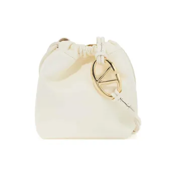 Valentino GARAVANI Lambskin Bucket Bag, Shoulder Bag, Crossbody Bag Mini Women's Ivory