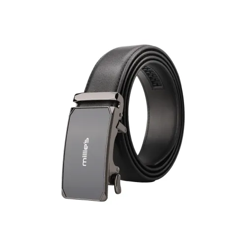 MILLIE'S Business Youth Genuine Leather Automatic Buckle For Young Men Leather Belts Men's Width :3.5CM