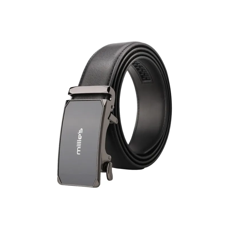 MILLIE'S Business Youth Genuine Leather Automatic Buckle For Young Men Leather Belts Men's Width  3.5CM-0