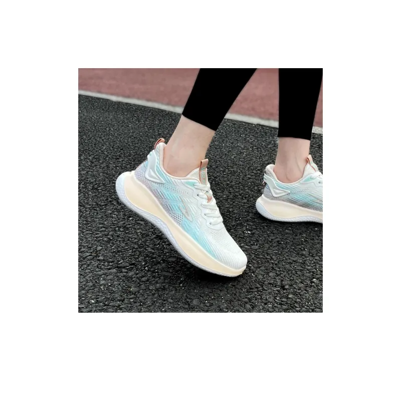 DEERWAY Cushioned Slip Resistant Low Top Running Shoes Women's White Green Orange-9