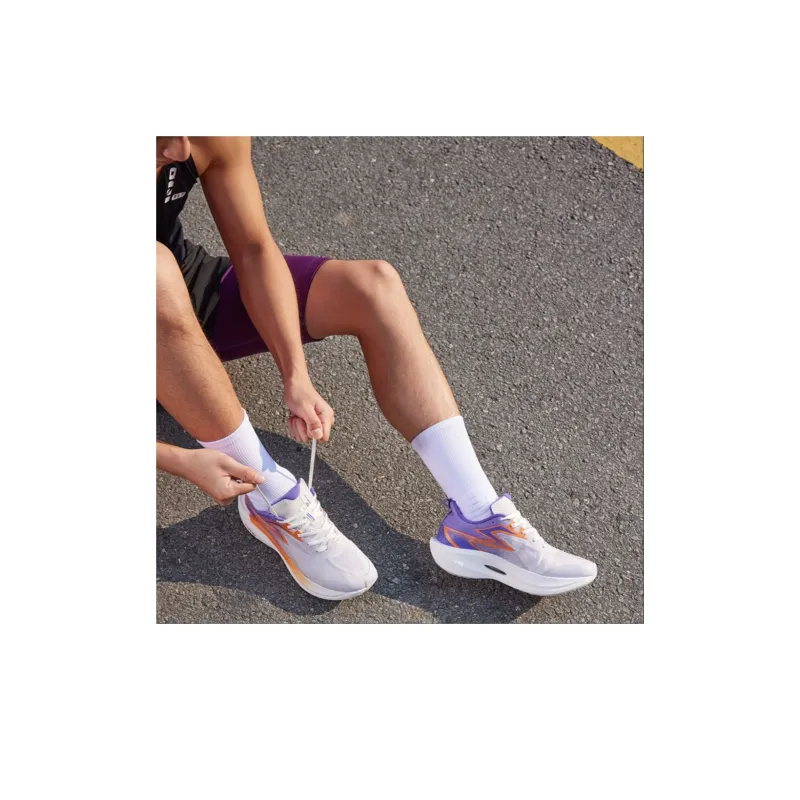 361° Fly 2ET Shock Absorbers Slip Resistant, Abrasion Resistant, Breathable Low Top Running Shoes Unisex White Purple-11