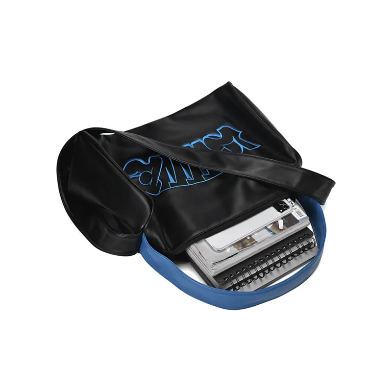LOVVVVE PU Small Square Bag, One Shoulder Handbag Regular Unisex Black Blue-3