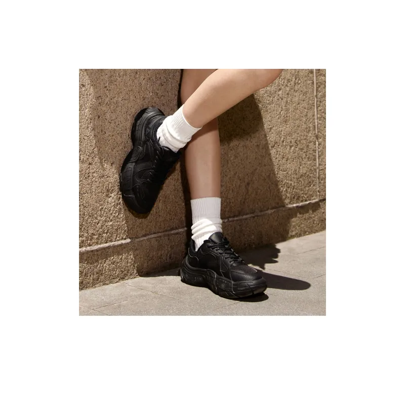 PEAK Taichi Tire Shoes Cushioning Rebound Wear Resistant Slip Resistant Low Top Vintage Casual Shoes Women's All Black-9