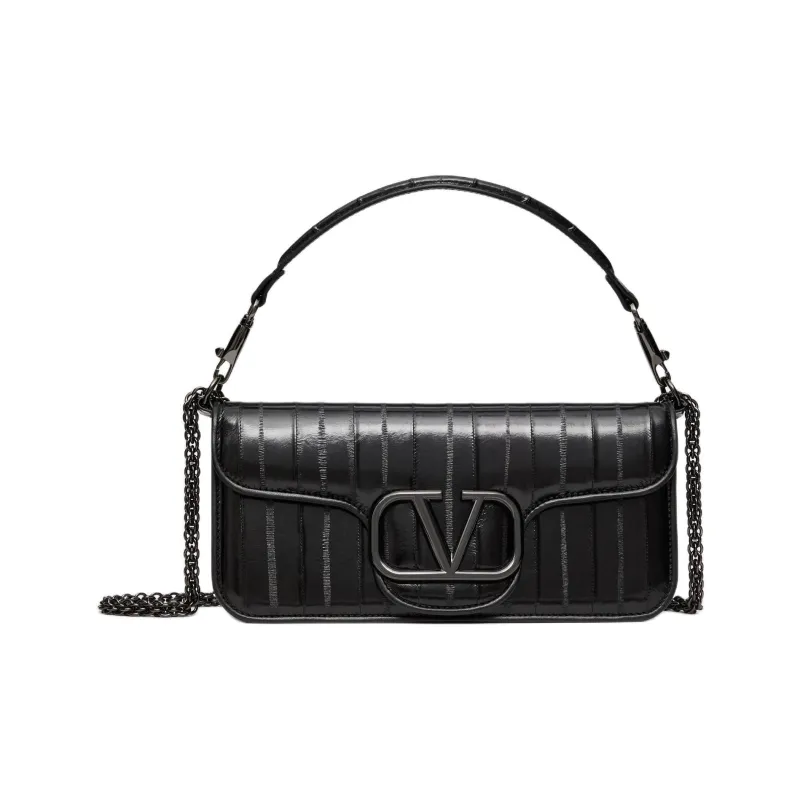 Valentino GARAVANILocò Eel Skin Portable Crossbody Bag, Shoulder Bag Women's Black-0