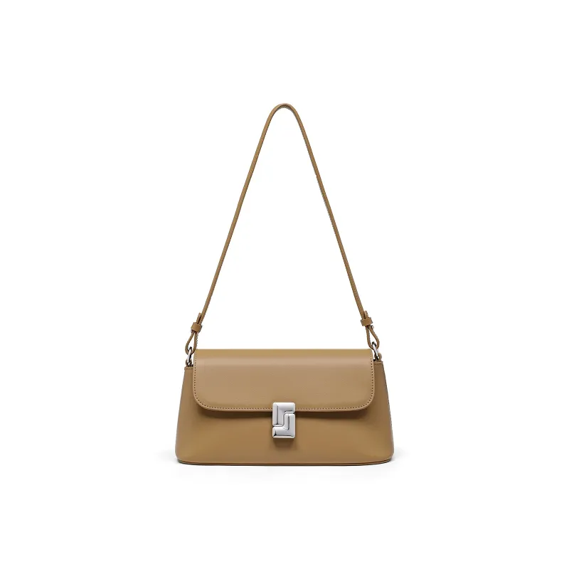 C°BANNER Split Cow Leather With Synthetic Leather Shoulder Bag Women's Black/Foam Gray/Salt Khaki-7