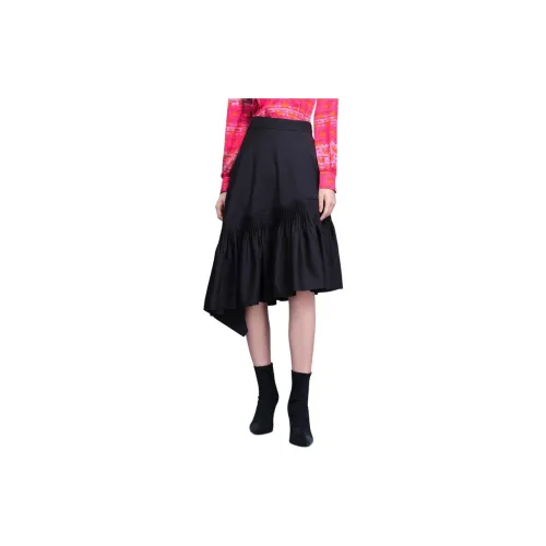 JZ. ANNAKRO Casual Long Skirts Women's Plain Black