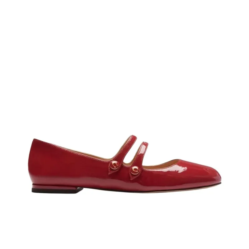 COACH Flat Mary Jane Shoes Women's Red-1