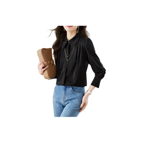 Korean style Shirts Women's Black