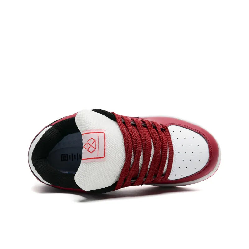 Circle small Skateboard Shoes Unisex Low Top White Red/White Black Sole/White Red Mismatched-5