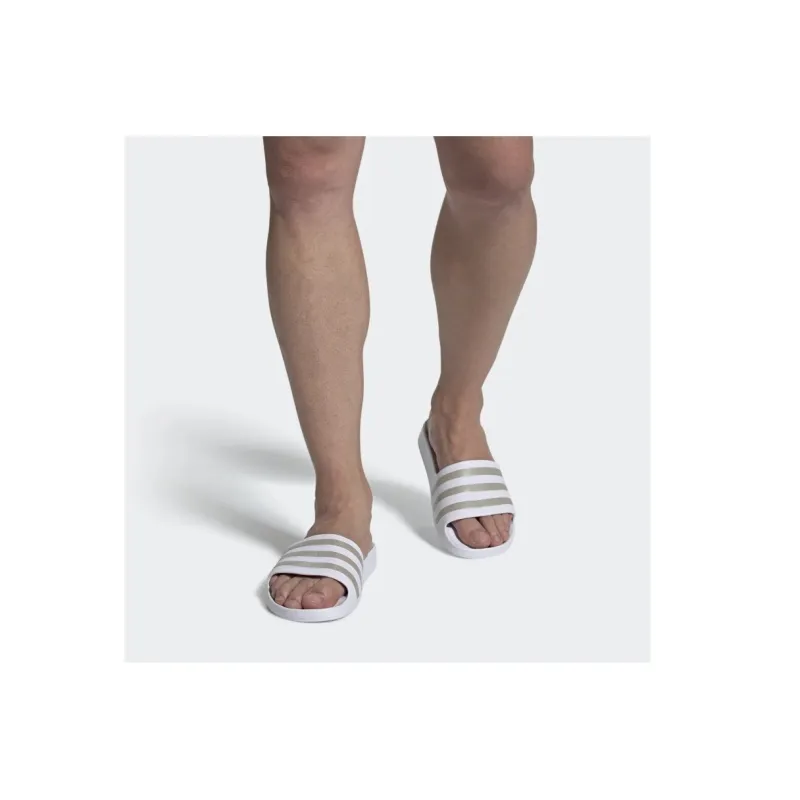 Adidas Adilette Aqua Slides Cloud White Platinum Metallic-6