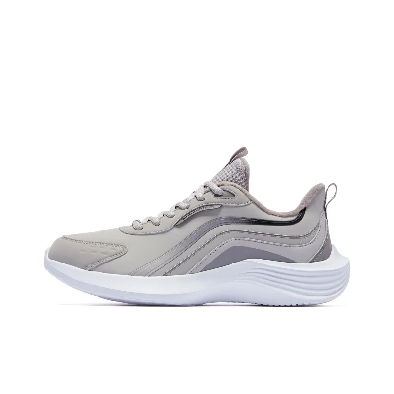 QIAODAN Anti Slip Wear Resistant Low Top Running Shoes Men's Gray-0