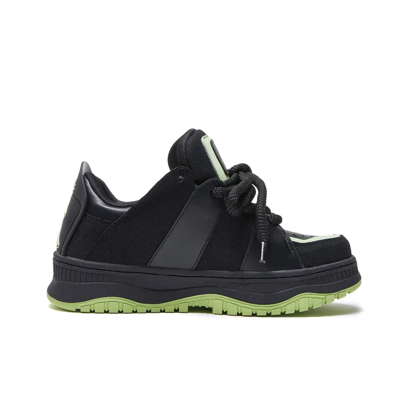 MC DOS Anti Slip And Wear Resistant Height Increasing Low Top Skateboard Shoes Unisex Black Green-1