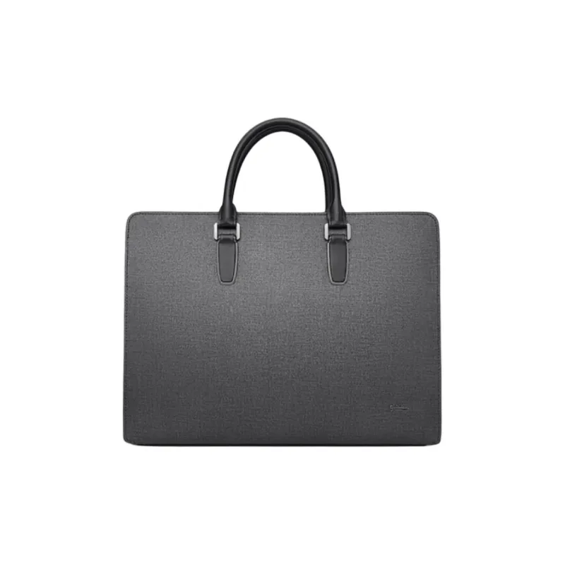 GOLDLION Cow Leather Handbag Large Size Men's Black-6