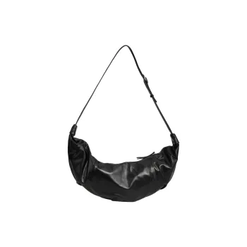 YOCAMU Top Grain Cow Leather Croissant Bag Shoulder Bag Medium Size Unisex Black/White