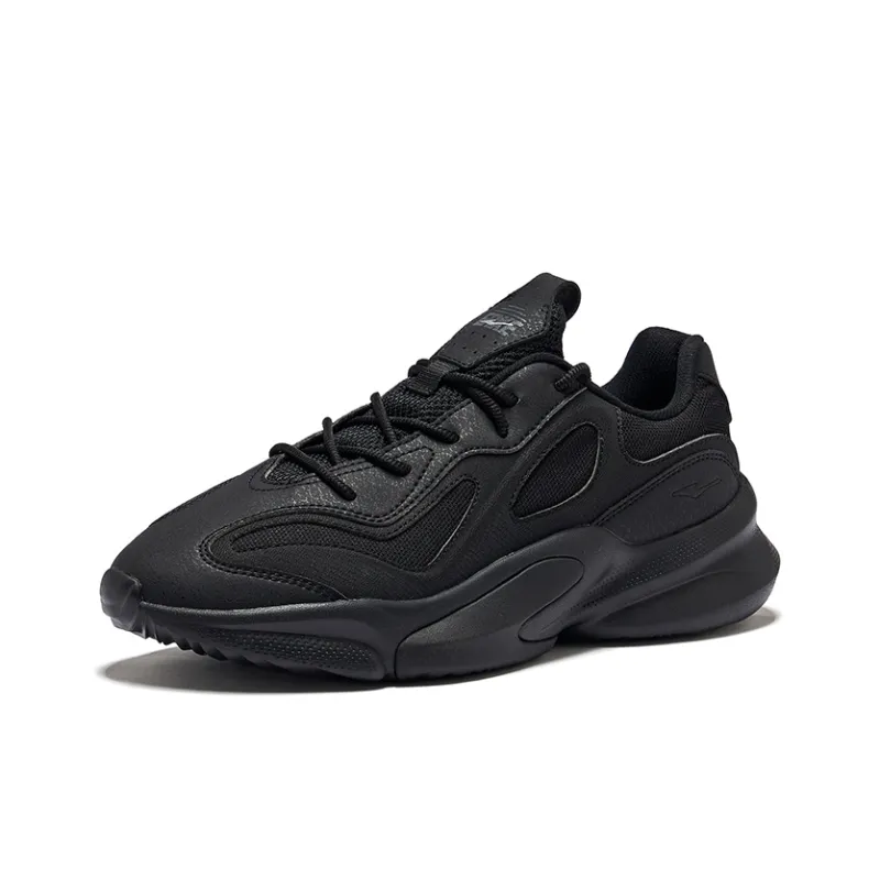 Erke Derivation 2V2 Anti Slip And Wear Resistant Height Increasing Coverage Low Top Chunky Sneakers Men's Jet Black-2