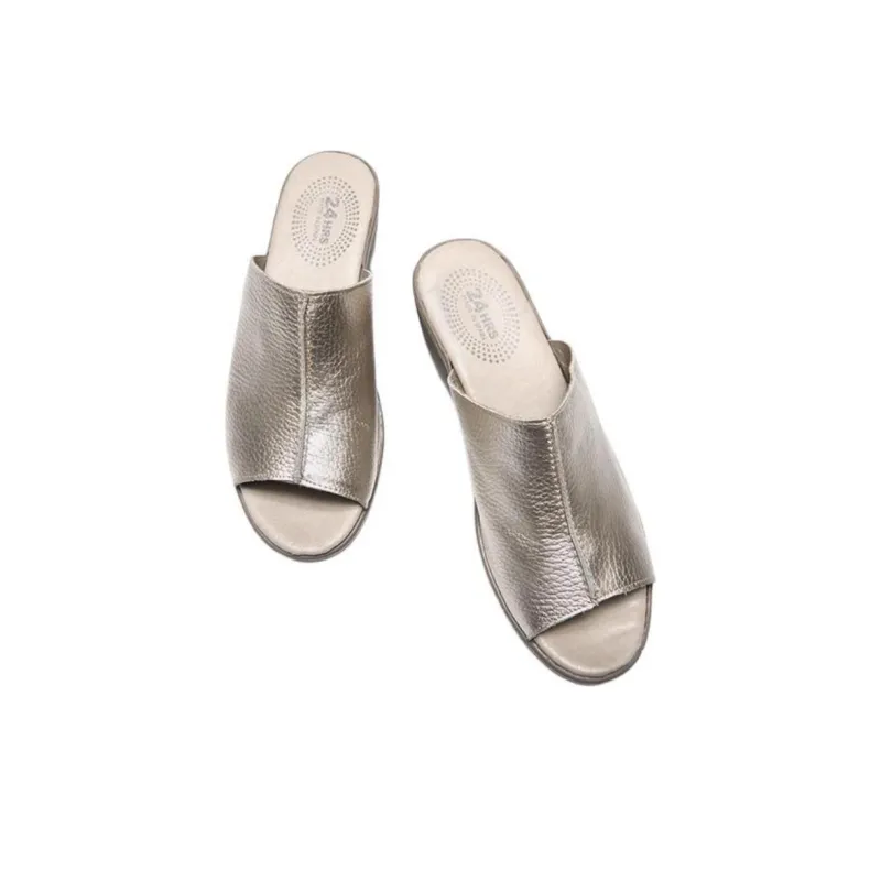 24hrs Slide Slippers 6cm Women's Gold-3