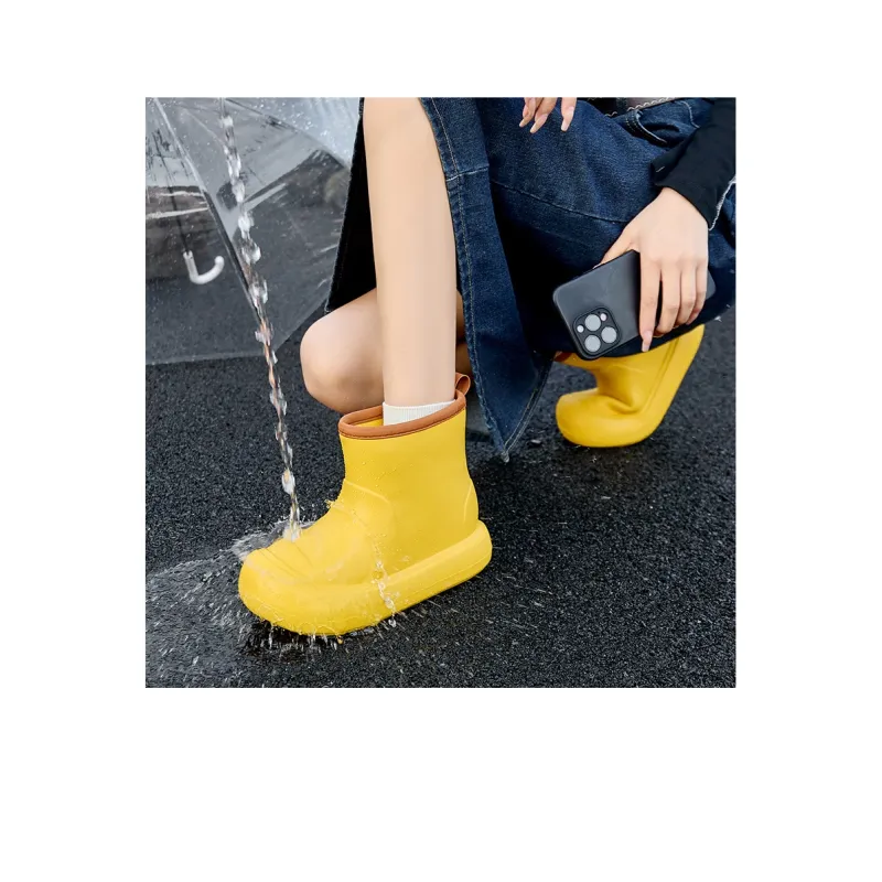AGSDON Rain Boots Women's Gold/Light Yellow-8