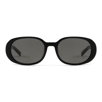 LUNAR Plate Frame Oval Sunglasses Unisex Black Lotus Color White Pink