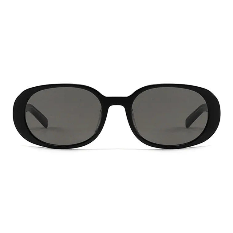LUNAR Plate Frame Oval Sunglasses Unisex Black Lotus Color White Pink-0