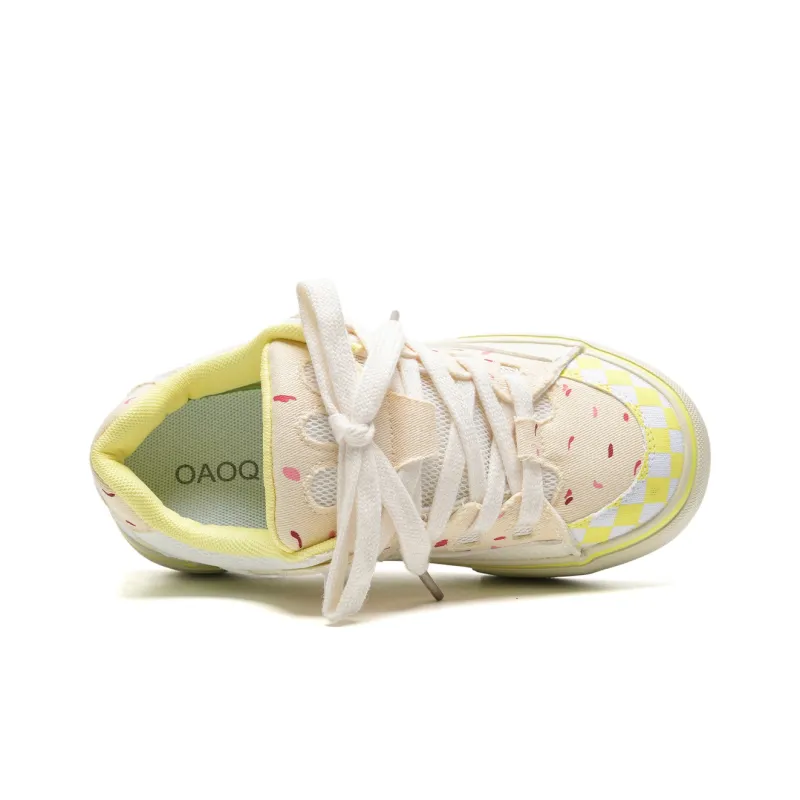 OAOQ Wear-resistant And Lightweight Low-Top Skateboard Shoes Women's White Yellow Box-4