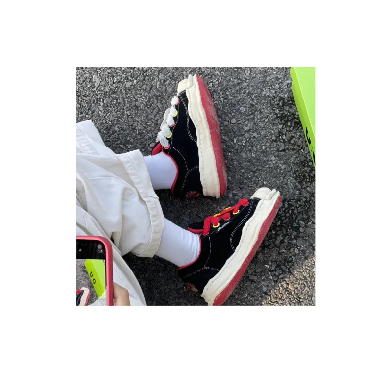 UPINEE Dissolve Deconstruction Dragon Year Edition Anti Slip Wear Resistant Low Top Skateboard Shoes Unisex Black Red-9
