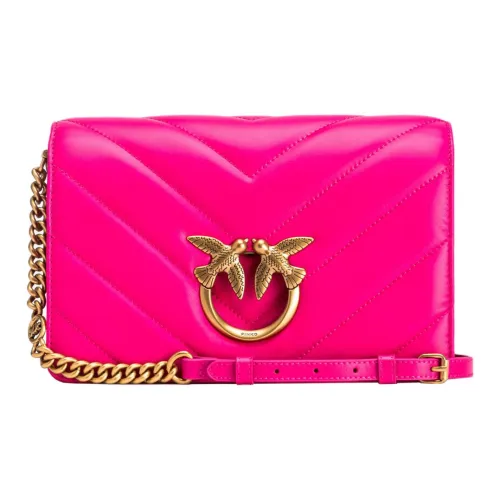 PINKO Click Series Sheepskin Crossbody Bag Shoulder Bag Women's Rose Red