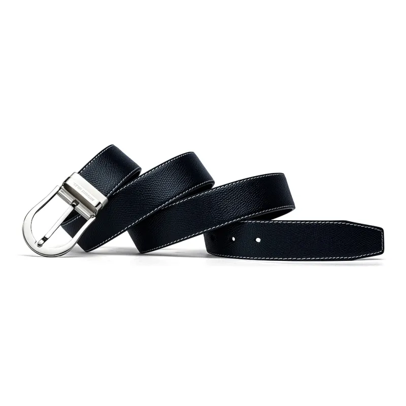 Anthony Miles Top Grain Cow Leather Leather Belts Men's Blue 3.4cm-2