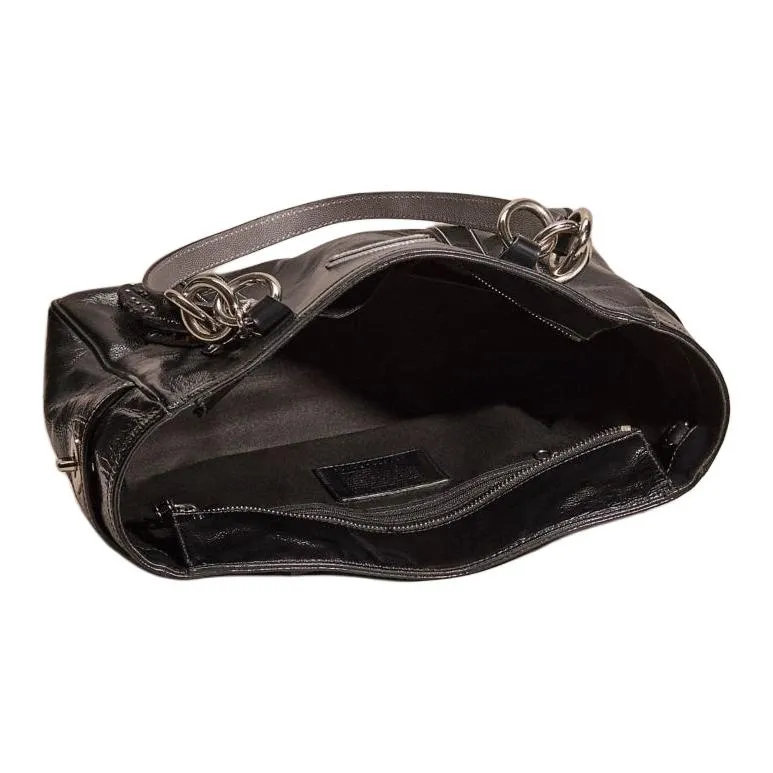 COACH Gallery Patent Leather Tote Bag Shopping Bag Handbag Large Size Women's Black-2