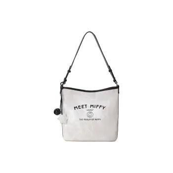 Miffy Synthetic Leather Shoulder Bag Medium Size Women's Ecru/Light Blue