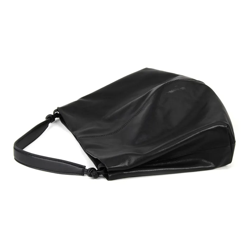 YOCAMU Top Grain Cow Leather Tote Bag Shoulder Bag Women's Black-3