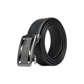Anthony Miles Top Grain Cow Leather Leather Belts Men's Black 3.5cm