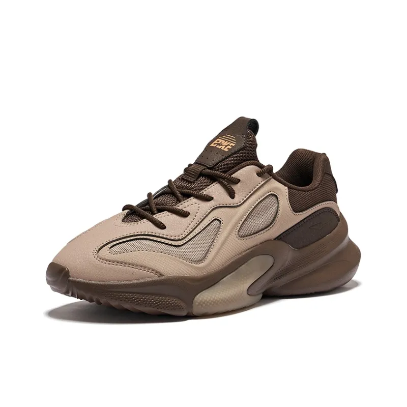 Erke Derivation 2V2 Height Increasing Coverage Low Top Chunky Sneakers Men's Taupe Dark Rosewood-2