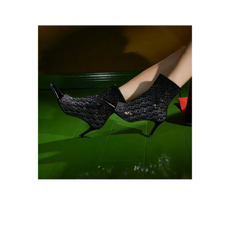 73Hours Exchange Party Series Ankle Boots 5.5cm Women's Black-4