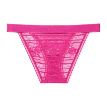 Victoria's Secret Cotton Logo Cotton Tanga Panty / Luscious Rose Underpants Women's 1 Pack Sweet Style Rose