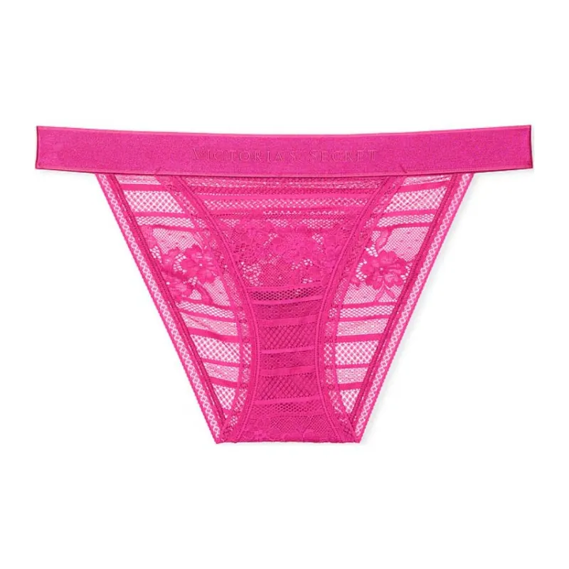 Victoria's Secret Cotton Logo Cotton Tanga Panty / Luscious Rose Underpants Women's 1 Pack Sweet Style Rose-0