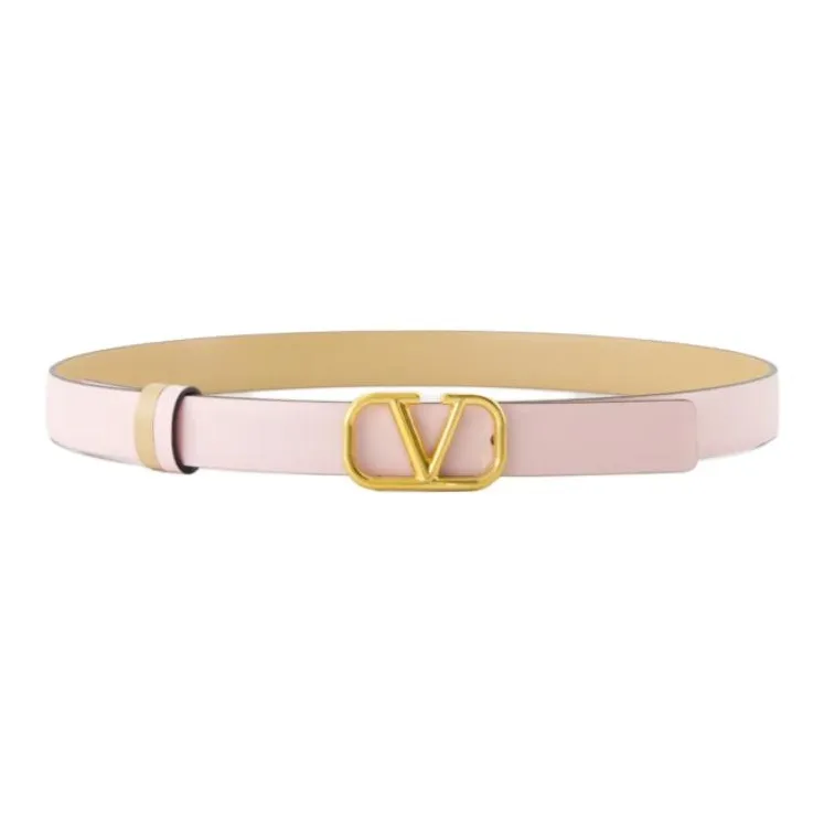 Valentino Double-Sided Design Metal Leather Belts Women's Pink Width: 2CM-1