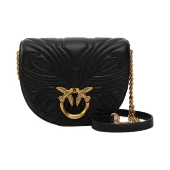 PINKO Love Bag Goatskin Saddle Bag Shoulder Bag Crossbody Bag Mini Women's Black
