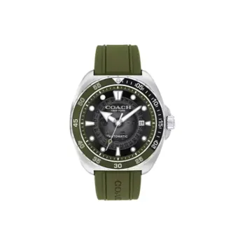 COACH Charter Wrist Watch Automatic Mechanical Movement Silicone Strap 44mm Gray Dial Men's Watches