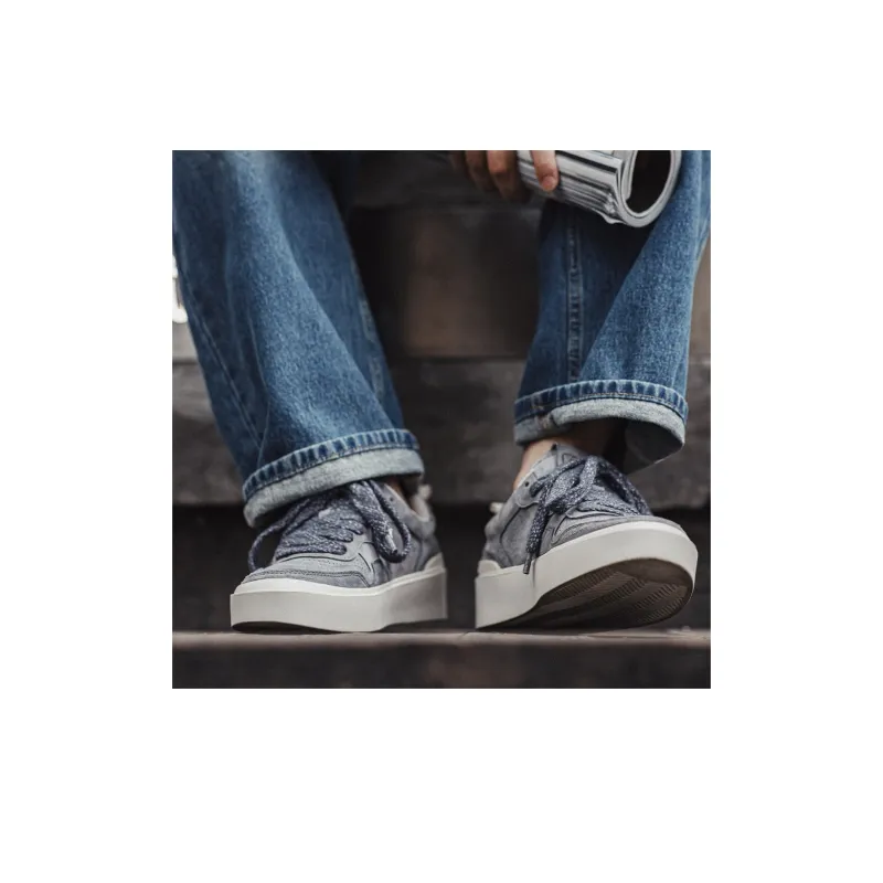 MADEN Breathable Low Top Vintage Casual Skateboard Shoes Men's Gull Gray-4